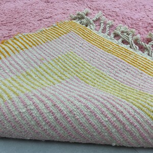Custom Moroccan rug, blending boho and modern interior styles.