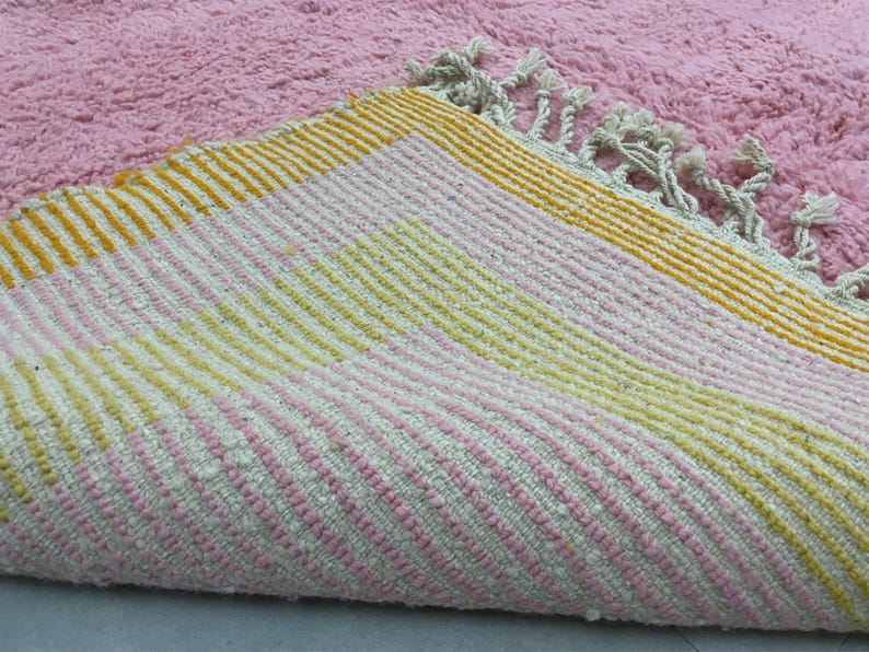 Custom Moroccan rug, blending boho and modern interior styles.