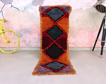 Handmade Gift Boucherouite rug, Moroccan rug 2x5, Runner rug, area rugs, unique wedding gift.