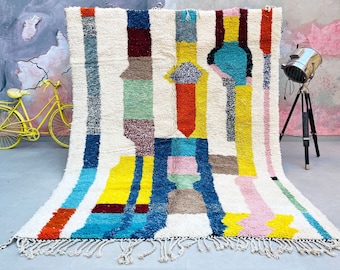 Beni Ourain Rug | Custom rug | Colorful Moroccan Rug |  Wool Carpet | Boho Living Room Rug | Handmade Area Rug | Bedroom Decor