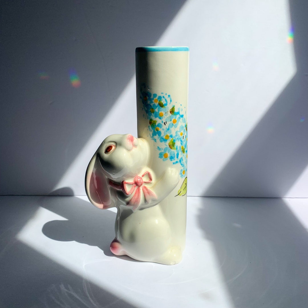 Vintage FTDA Bunny Rabbit Vase Etsy