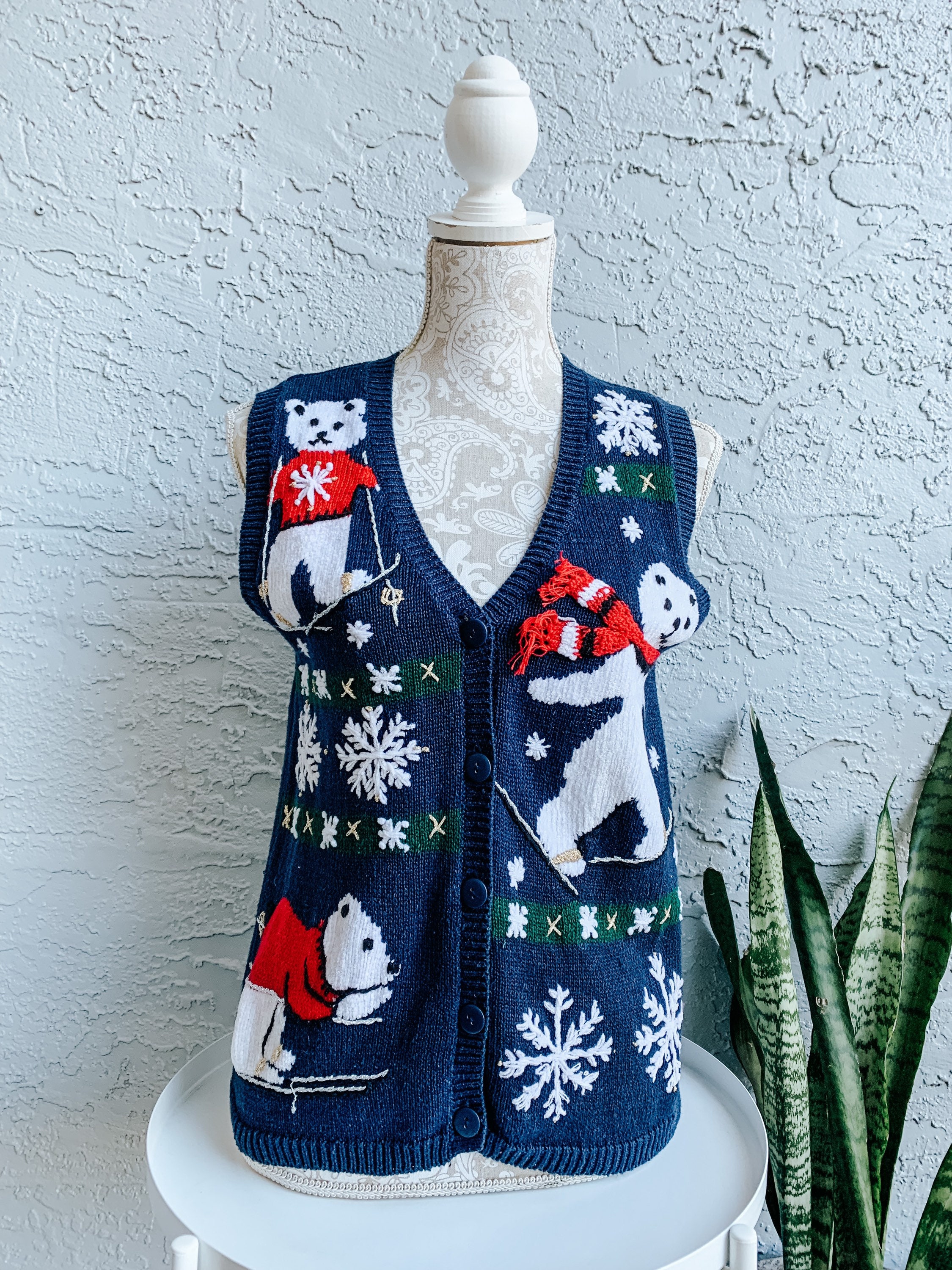 Winter Polar Bears Sweater Vest Womens 