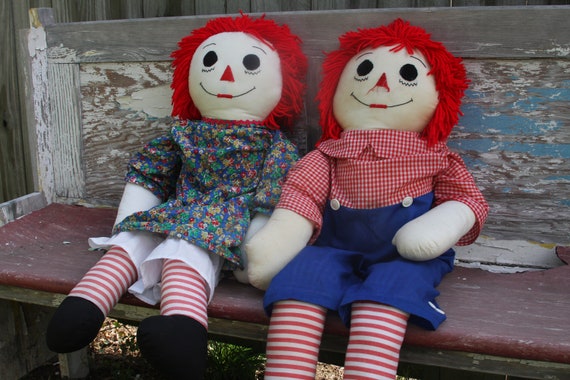 handmade raggedy ann and andy dolls