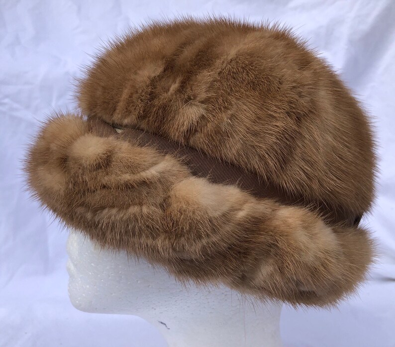 Fur Hat by JAMI 1960/'s Pillbox Medium Brown Fur Grosgrain Ribbon Trim Great Condition Vintage
