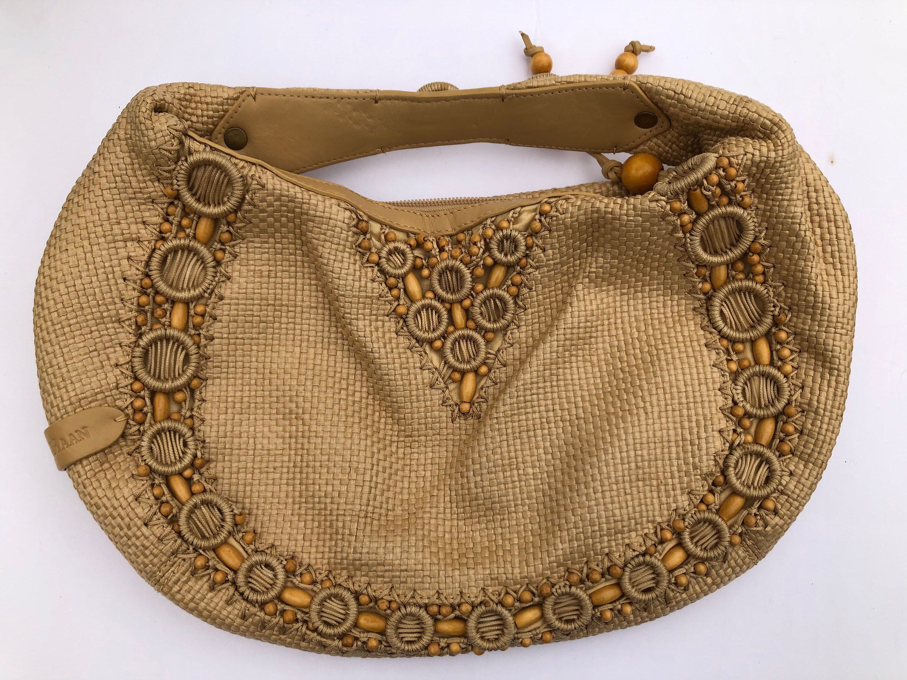 cole haan straw handbag