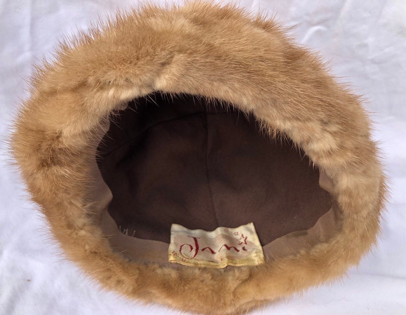 Fur Hat by JAMI 1960/'s Pillbox Medium Brown Fur Grosgrain Ribbon Trim Great Condition Vintage