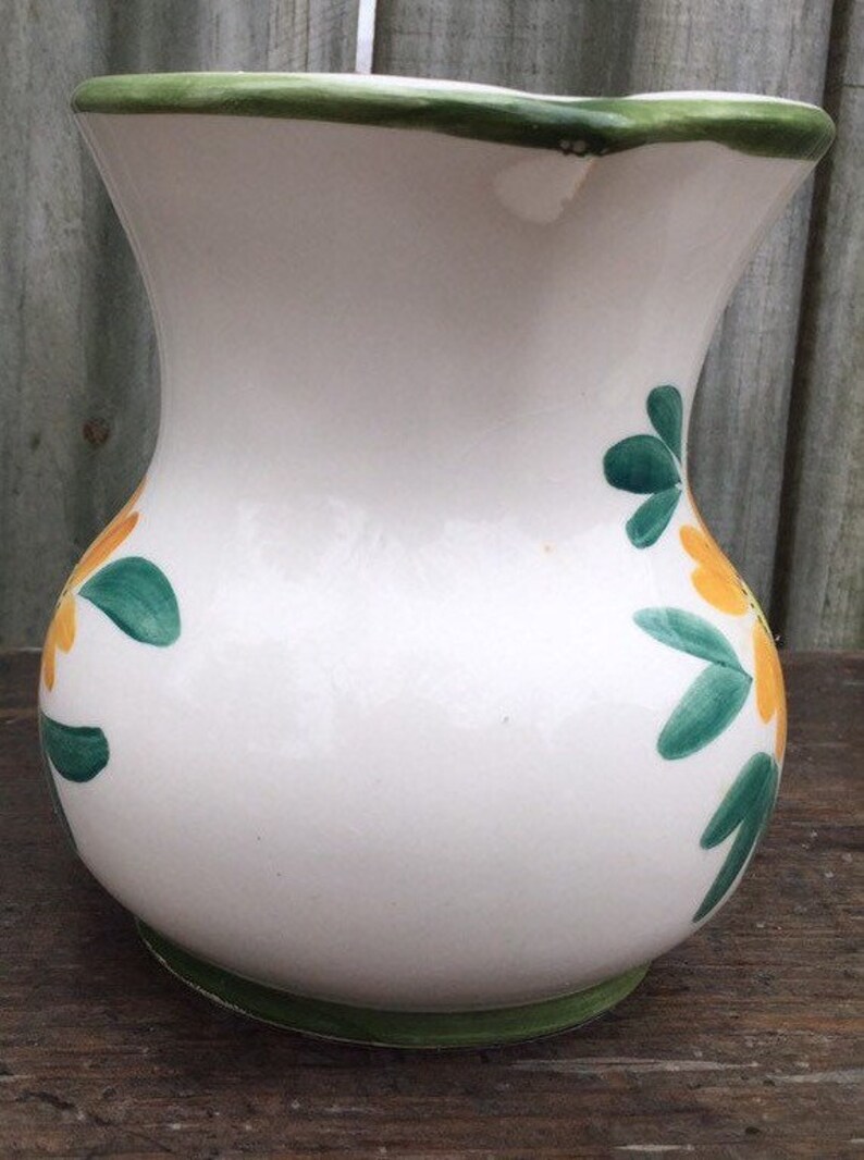 Vintage Relpo 1977 ceramic floral pitcher/vase. Hand painted. Etsy