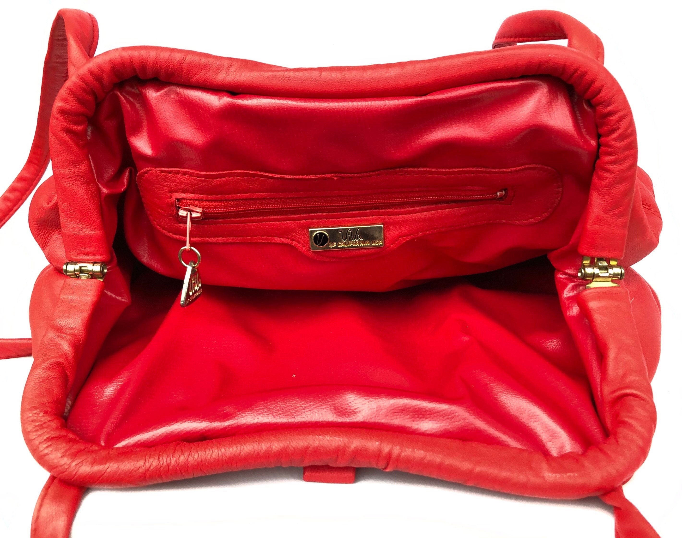 Vintage VIVA of California Bold Red Puffy Purse with Snake Etsy