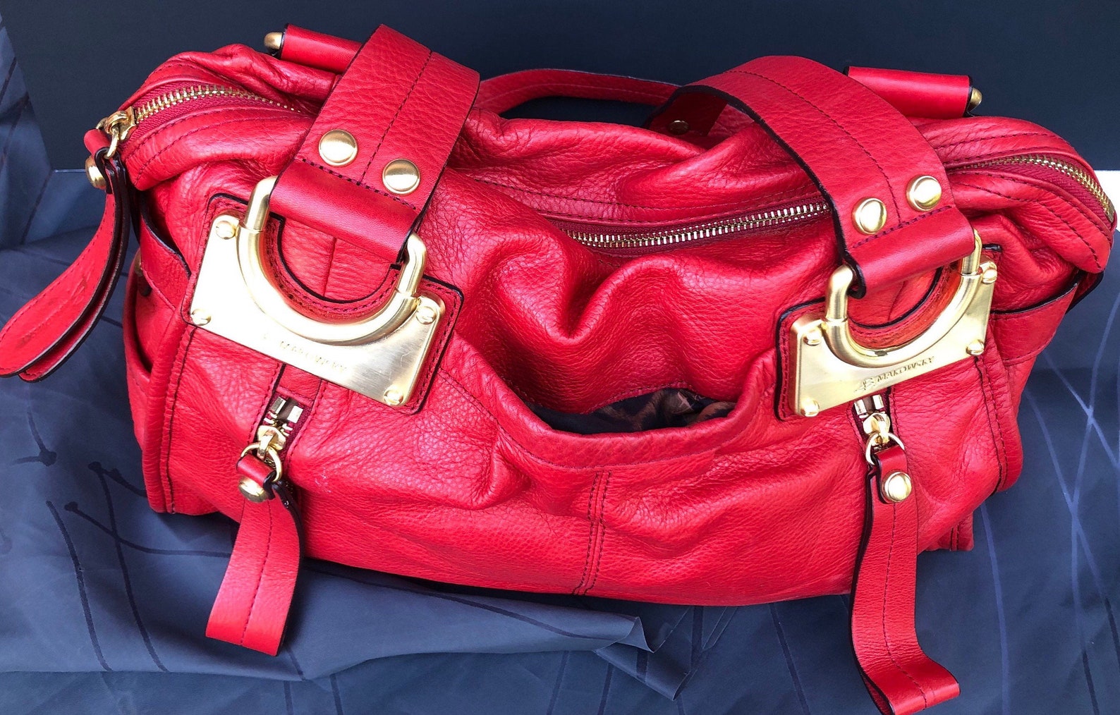 Vintage B Makowsky Soft Red Leather Shoulder Bag SATCHEL Etsy