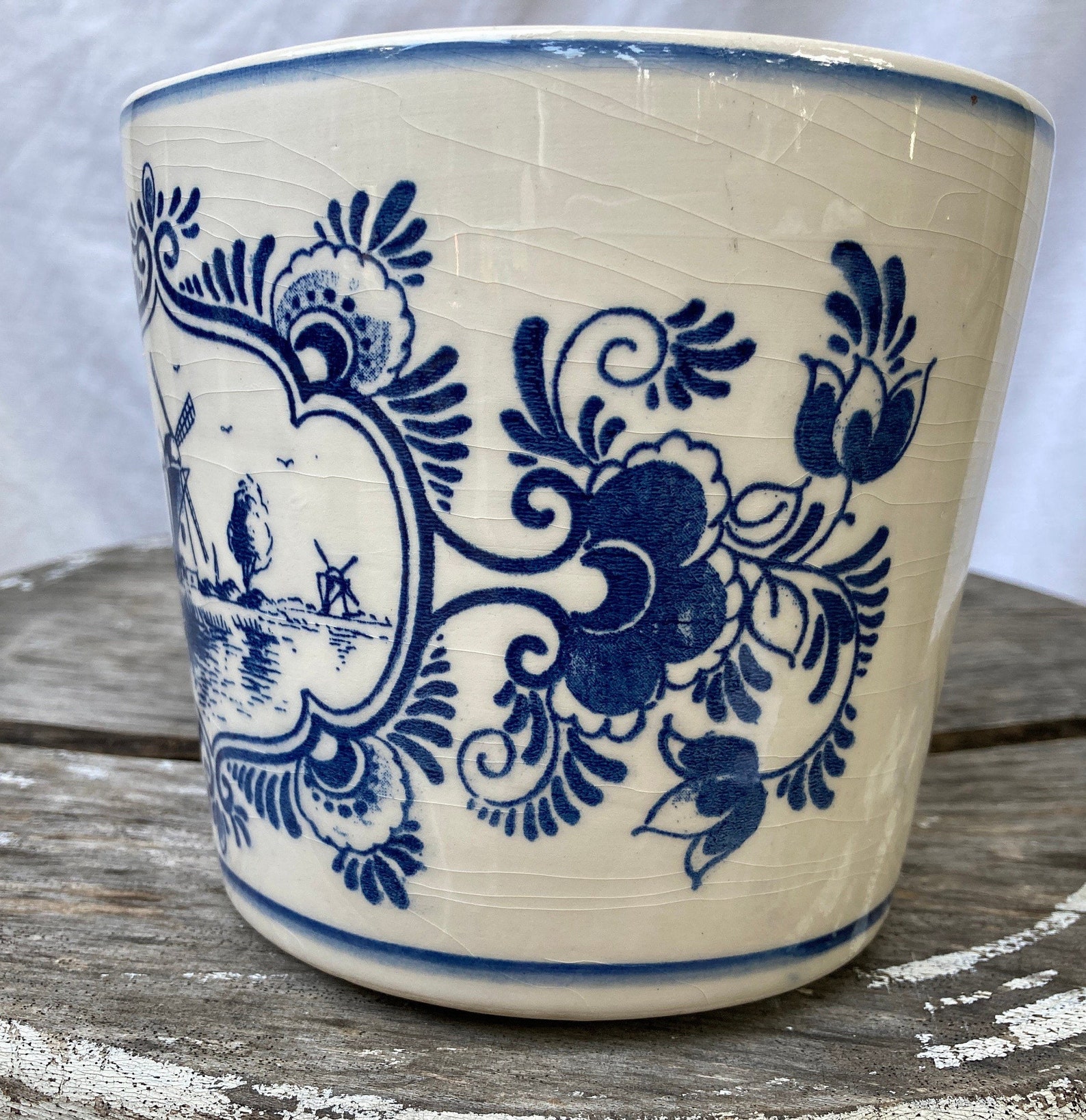 Vintage Delft ware pottery Planter Vase BLAUW Made in Etsy