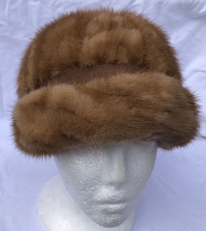 Fur Hat by JAMI 1960/'s Pillbox Medium Brown Fur Grosgrain Ribbon Trim Great Condition Vintage