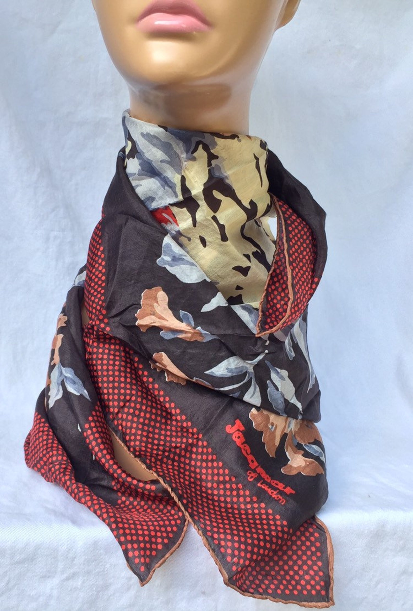 Jacqmar of London Vintage Silk Scarf multi color floral Etsy