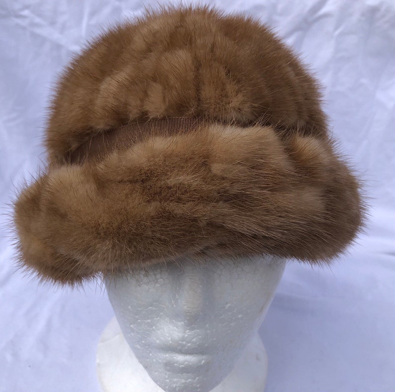 Fur Hat by JAMI 1960/'s Pillbox Medium Brown Fur Grosgrain Ribbon Trim Great Condition Vintage