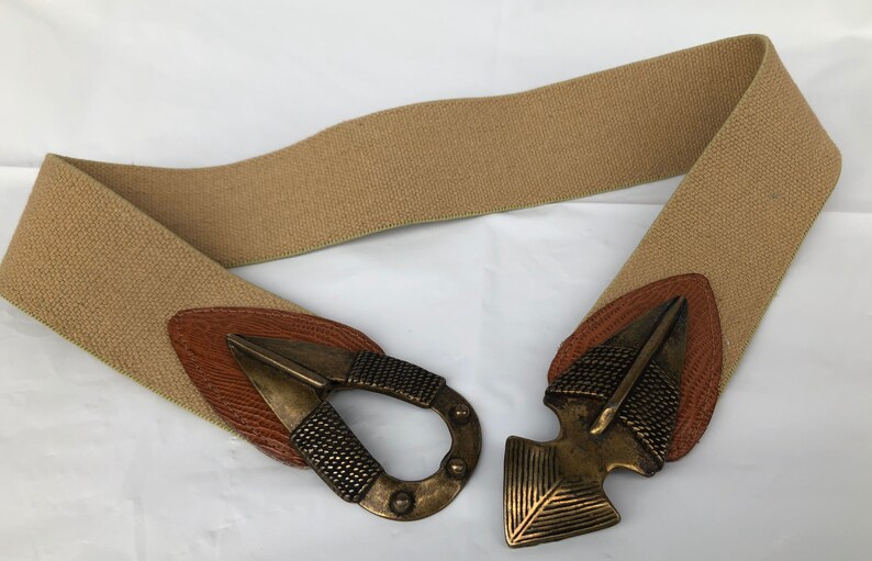 Vintage Omega designer belt. Brass tone metal tribal arrow ...