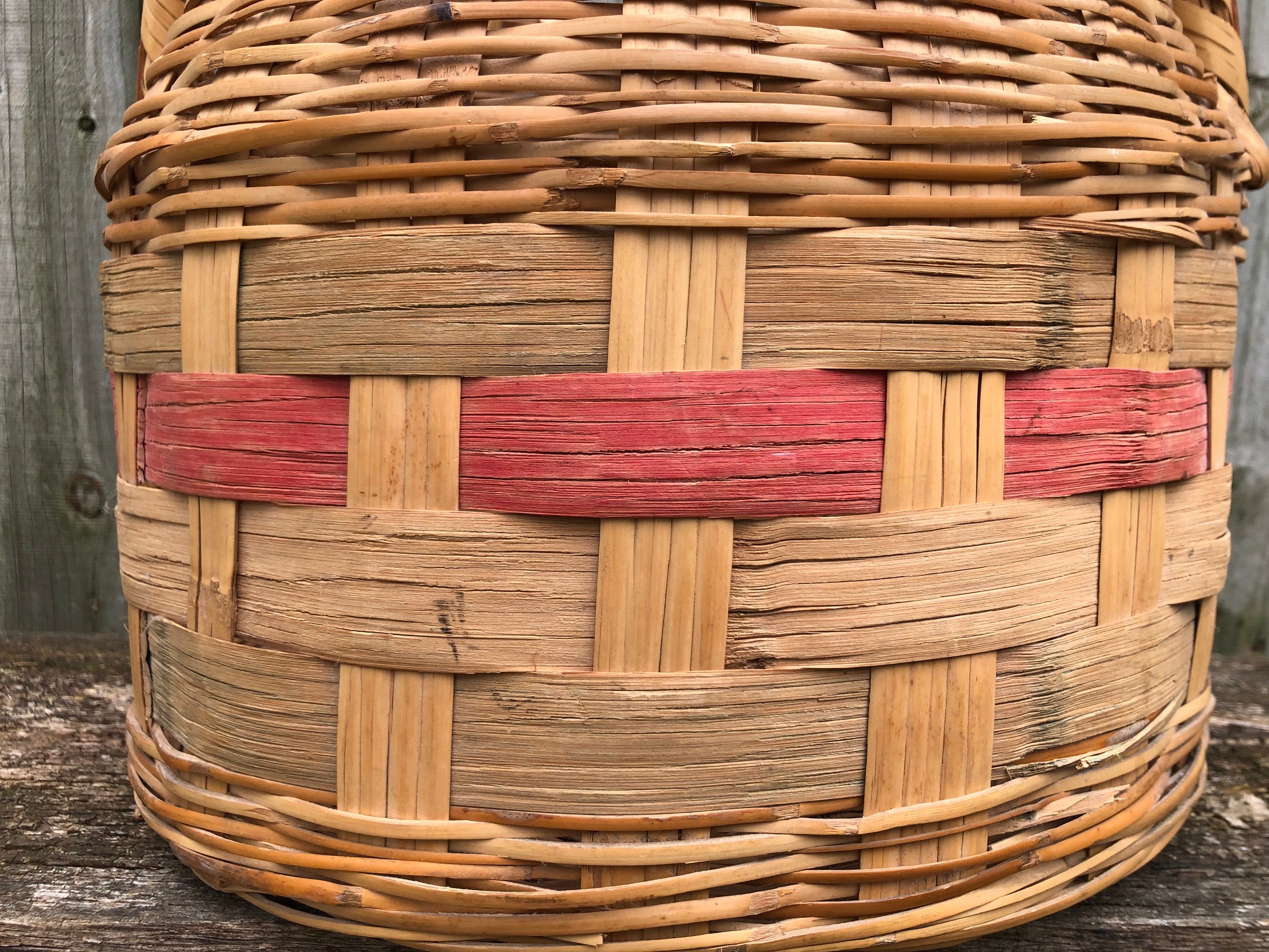 Vintage Primitive Barrel basket with handle color dyed Etsy