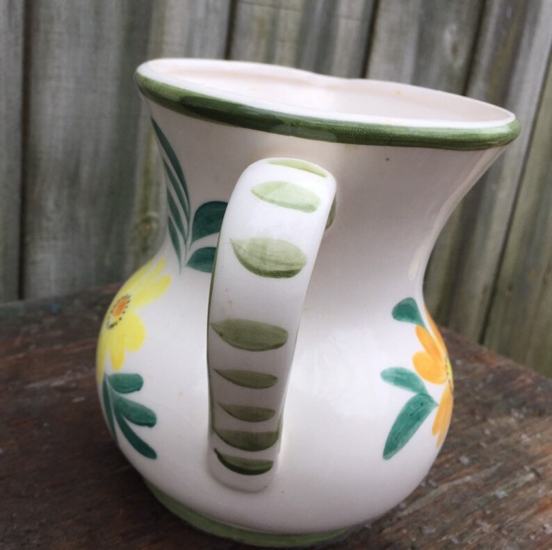 Vintage Relpo 1977 ceramic floral pitcher/vase. Hand painted. Etsy