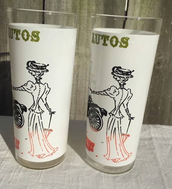 Antique Auto TumblersTom Collins Glasses made by Anchor Hocking in the