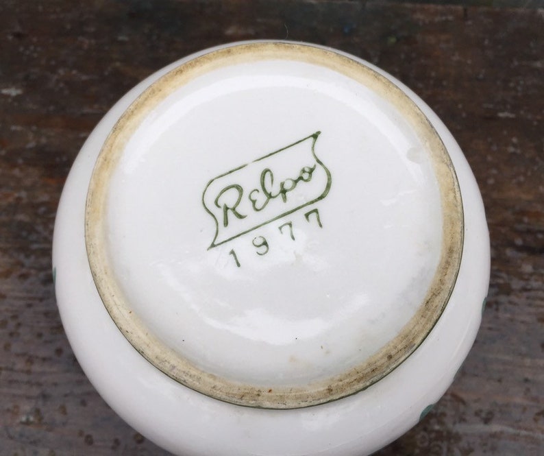 Vintage Relpo 1977 ceramic floral pitcher/vase. Hand painted. Etsy