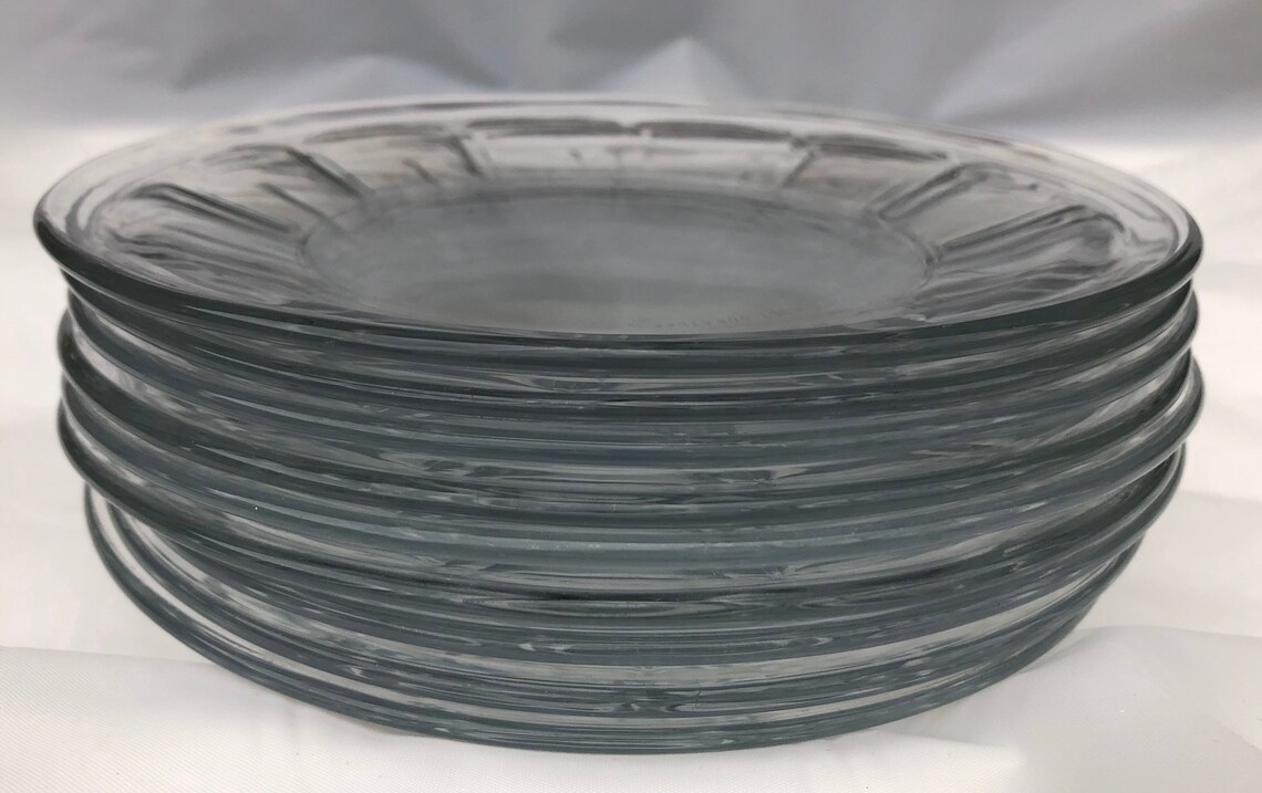 LIBBEY Glass Salad/Dessert Plates Duratuff Set of 9 Clear Etsy