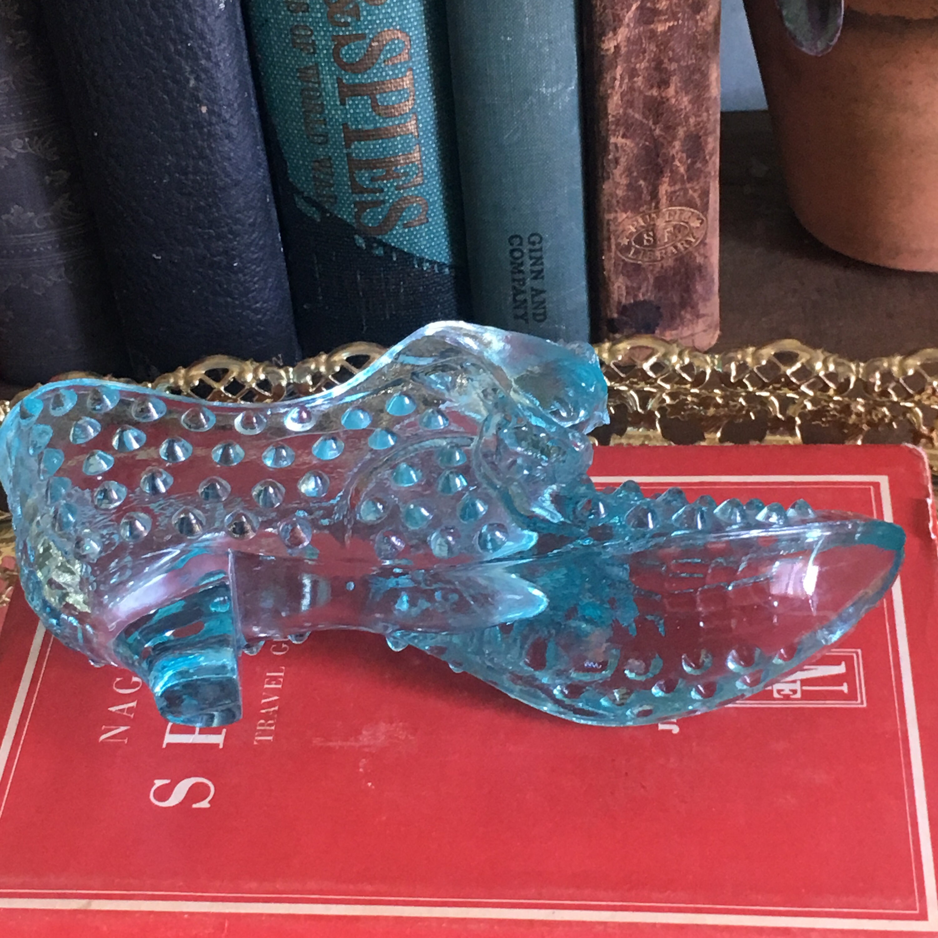 Vintage Fenton Aqua Blue Hobnail Cats Head Slipper Shoe - Etsy