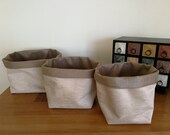 3 Stoff Lagerung Eimer Chenille natürliche Geschenkkorb