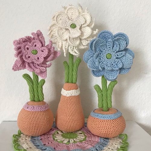 Flower Vase Crochet Dollhouse Miniature Flower Bouquet in | Etsy