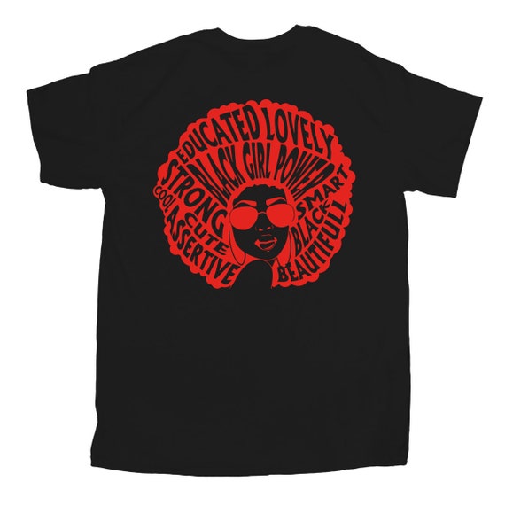 Strong Black Woman With Afro Natural Hair In Words Tee Shirt Strong Black Woman With Afro Natural Hair In Words Tee Shirt