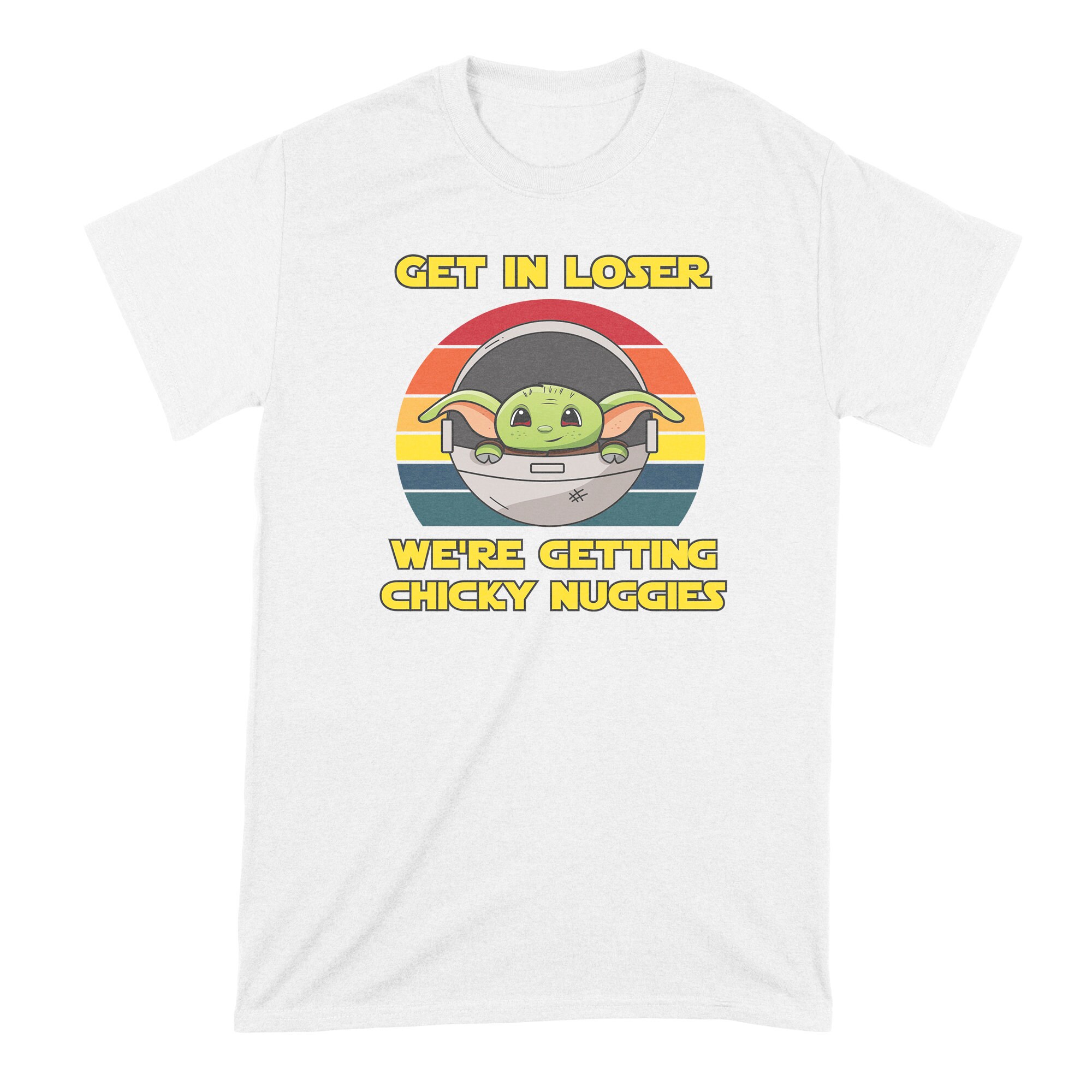 Maglietta Donna Divertente 'Get In Loser, We Are Getting Chicky Nuggies' - Scollo A V, Regalo Originale