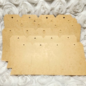 Vintage tags - NOS - pakket van zes viervoudige tags - Junk Journal Ephemera -