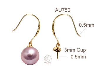 1 pair 18k white/yellow/rose gold Earring,18k Solid yellow gold Ear Hook Peg Earrings Mounting,dangle hook,for dangle earrings,#KG-03