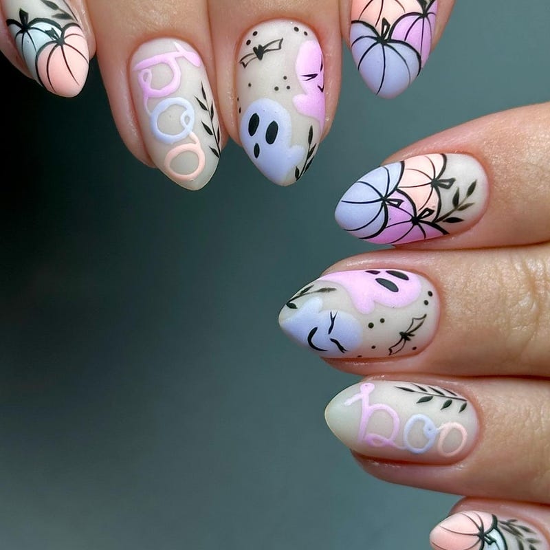 Pink Boo Halloween Nails - Etsy UK