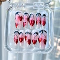 Handmade Red Heart Cherry Press on Nails - Valentine Day Custom Fingernails - Reusable Fake Nails - Glue on Nails U40 product logo