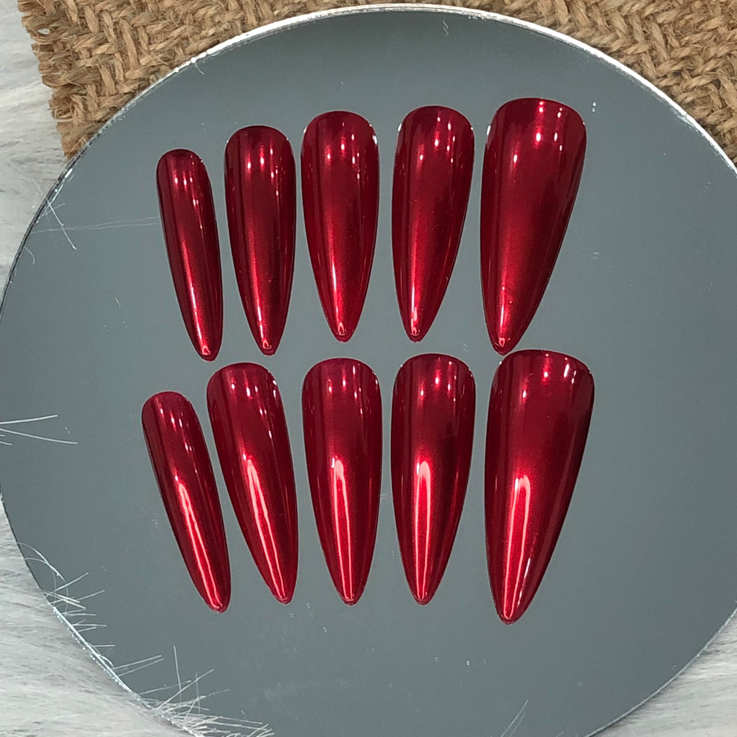 Stunning Red Mirror Powder Chrome Platinum Pigment Nail Art Glitter Mermaid  Shining