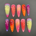 Vibrant Colorful Summer Aura Press On Nails - Handmade Reusable Custom Fingernails - Gel Fake Nails - Glue on Nails G12 product logo