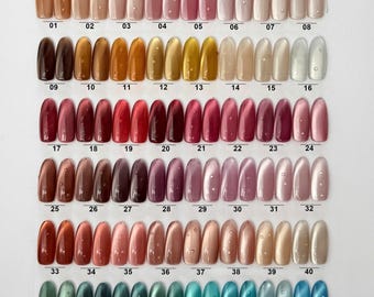 Hand-painted Cat Eye Nails - 48 Colors Classic Solid Glitter Press on Nails - Custom Reusable Fingernails - Fake Glue Gel Nails