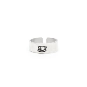 Teacup Ring Silver, Tea Party Ring, Tea Lover Gift, Wide Band Rings for Women, Bookish Gifts for Women, Gifts for Book Lovers Women