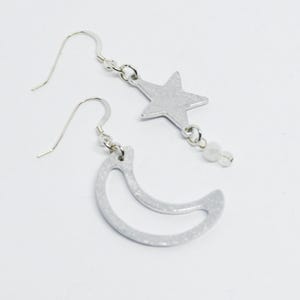 Moon and Star Earrings Dangle, Celestial Moon Earrings, Bookish Gifts for Women, Dangle Earrings Women Silver, Minimalist Jewelry