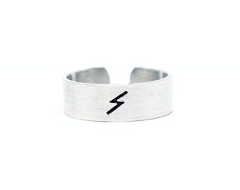 Lightning Bolt Ring, Lightning Bolt Jewelry for Women, Wide Band Rings for Women, Bookish Gifts for Women, Gifts for Book Lovers Women
