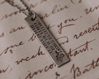 Lady Macbeth Quote Necklace: Hand Stamped Serpent Pendant, Book Lover Gift