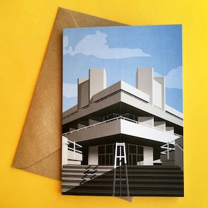 National Theatre / Greetings Card / Notecard / London Architecture / Brutalist Print / Digital Illustration