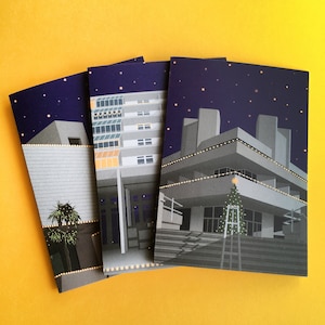 6 Concrete Christmas Cards - Fairy Lights / Set of 6 A6 cards / Brutalist London Architecture