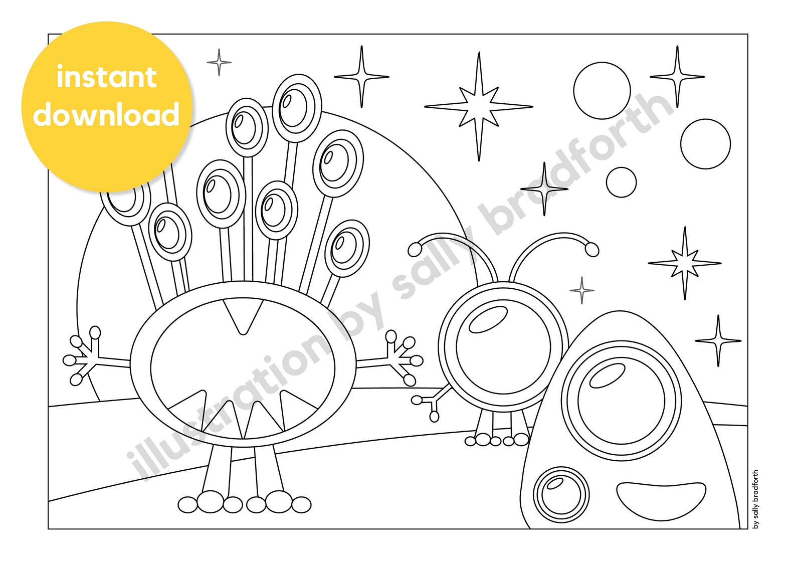 Cosmic Cat / 3 colouring in pages / downloadable PDF to print | Etsy