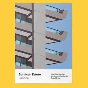 Barbican Estate A4 Poster Print / Modernist/Brutalist London Architecture Digital Illustration