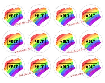 PRINTABLE Custom Blt, Rainbow, Cupcake Toppers, 2" inches, Pdf DIGITAL DOWNLOAD