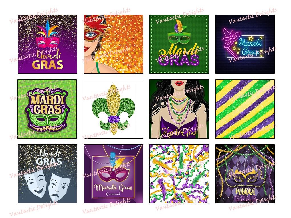PRINTABLE Mardi Gras Beads Carnival Costume Gold Green - Etsy