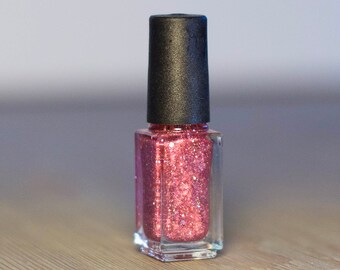 Rose Pink Nail Polish Chunky Glitter nail polish holographic by OneOffNailPolish