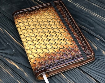 Handmade Leather Pocket Notebook Cover for Moleskine size size 3.5"x5.5", Cahier, Volant