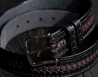 Black Leather Belt: Custom Western Style