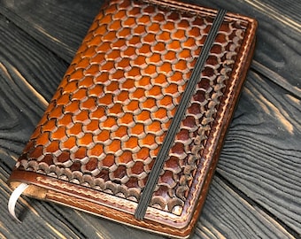 Handmade Brown Leather Moleskine Pocket Notebook Cover (size book 3.5"x5.5")