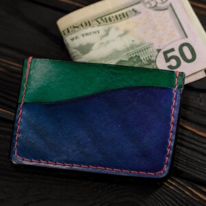 Porte-cartes en cuir. Petit portefeuille en cuir. Portefeuille fin pour l'argent et les cartes. Beau cadeau pour papa, amis, frère.